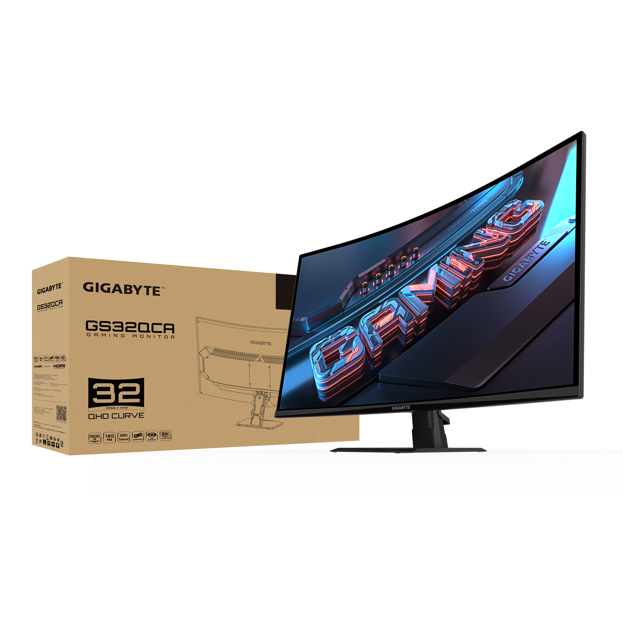 Gigabyte GS32QCA 31.5" 1440P QHD VA 180Hz Curved Gaming Monitor