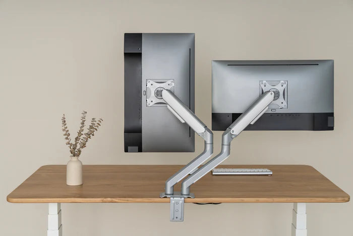 BRACOM Dual Monitor Arm Spring-Assisted Version - Silver