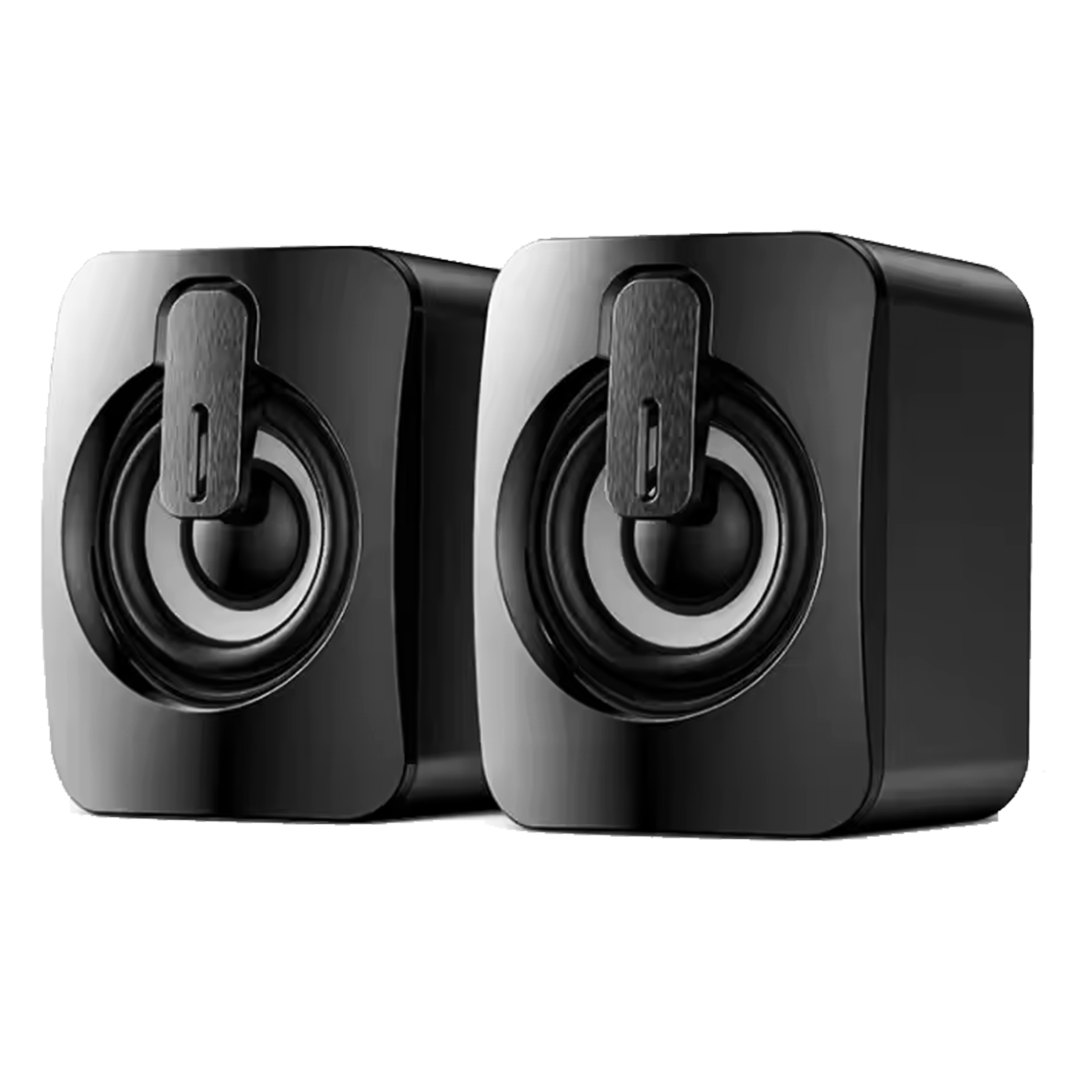 USB HiFi Stereo Desktop Speakers with Built-in Microphone - Black