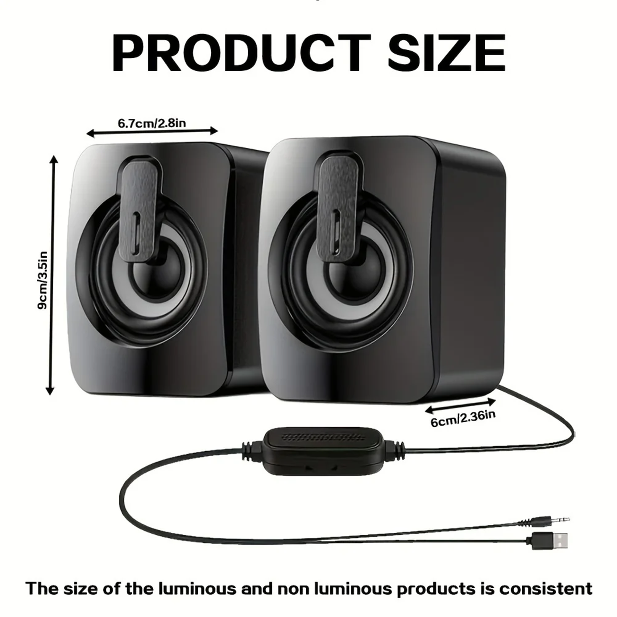 USB HiFi Stereo Desktop Speakers with Built-in Microphone - Black