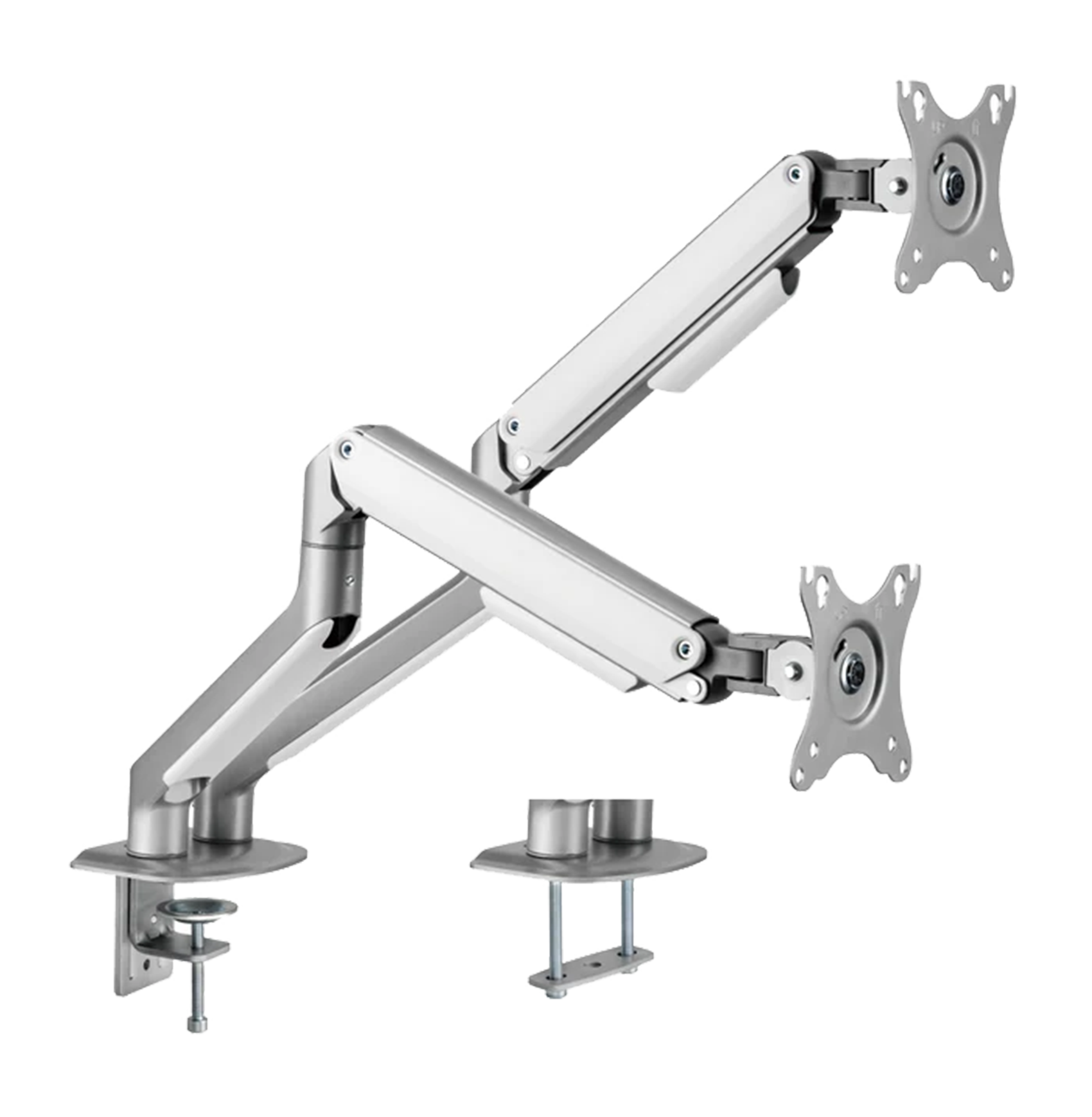 BRACOM Dual Monitor Arm Spring-Assisted Version - Silver