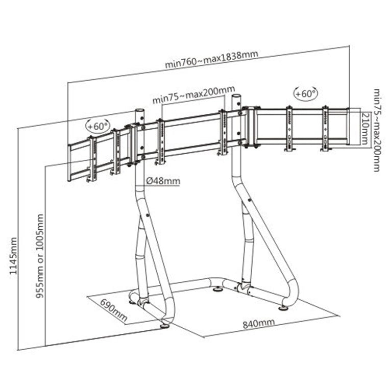 BRACOM Triple Monitor Racing Stand Version - Black