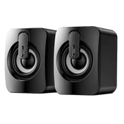USB HiFi Stereo Desktop Speakers with Built-in Microphone - Black